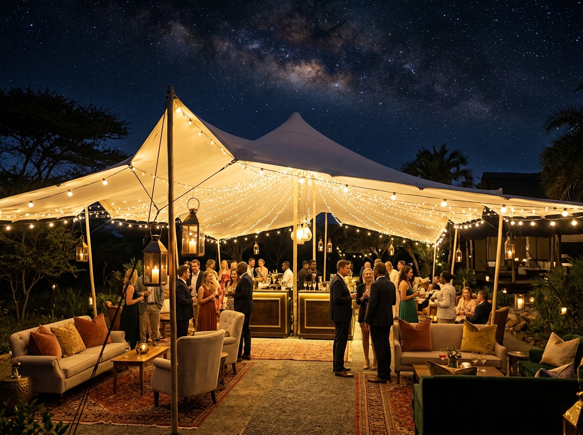 Lighting and Decor Under Stretch Tent
